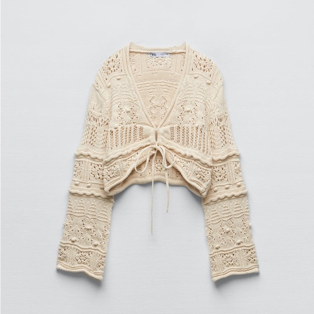 NWT Zara Cropped Knit Cardigan - Picture 6 of 9